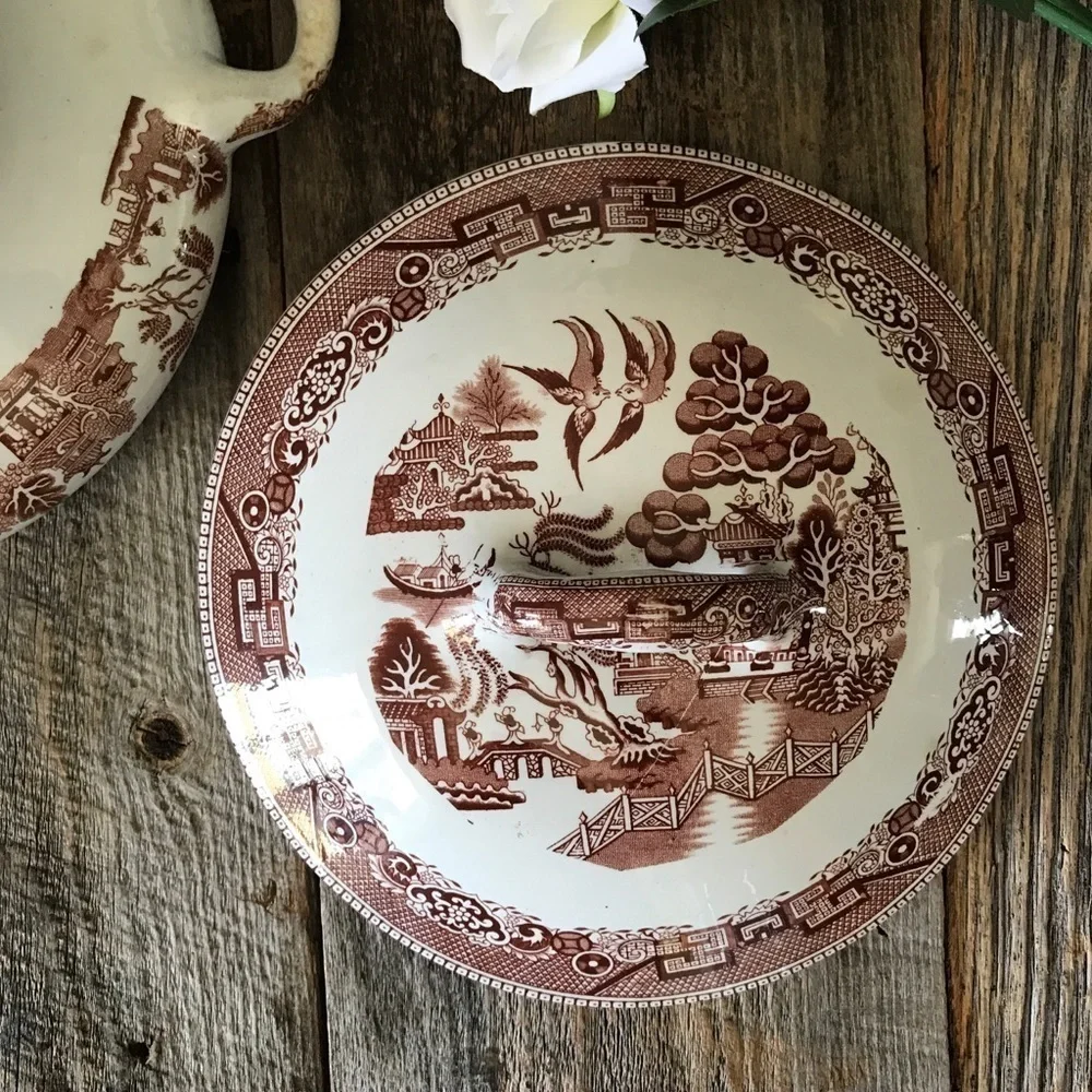 Brown Willowware Soup Tureen